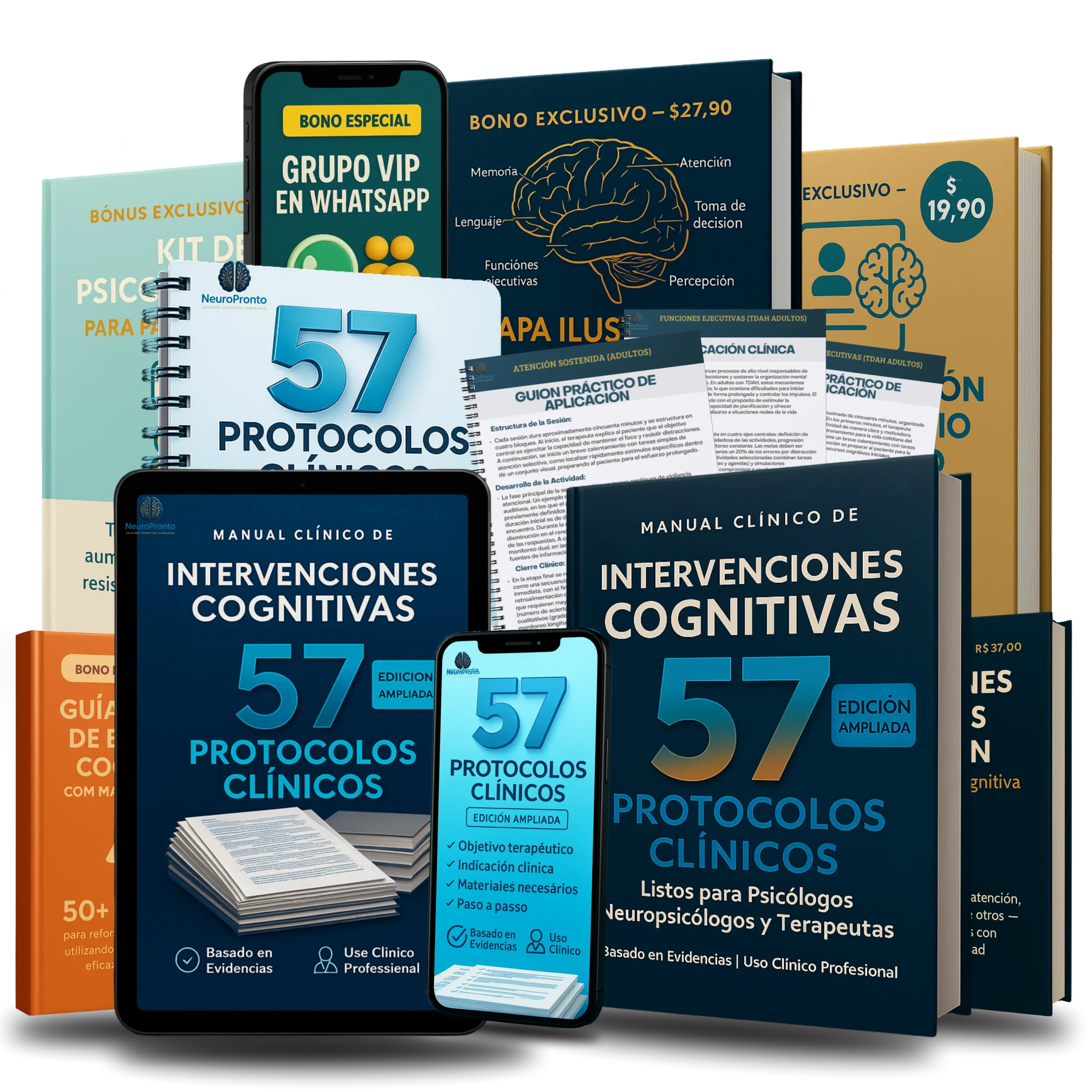 Mockup del paquete NeuroPronto – 57 Protocolos